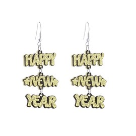 Colorful Happy New Year Dangle Earrings Shining 2025 Letter Star Shape New Year Resin Earrings for Women Jewelry(B)