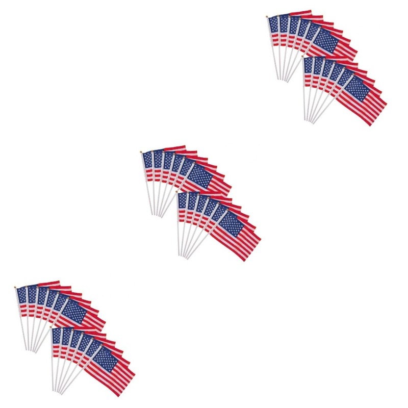 BESPORTBLE 3sets Mini American Flags Stick Quality Waving Flag for