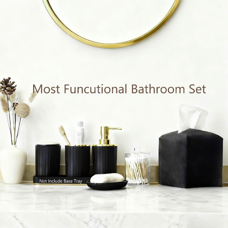 Bathroom Accessory Set with Shower Curtain and Rugs 23Pcs, Black