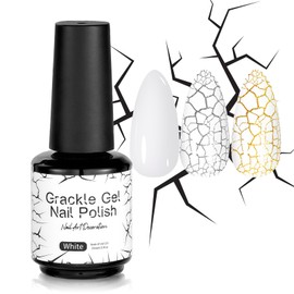 U-Shinein Crackle Gel Nail Polish, 3D Crackle Effect Patterned Nails Easy Fast Naturally Occurring Cracked Low odor Long-lasting Nail Polish Soak off UV Home Salon DIY Nail Art White