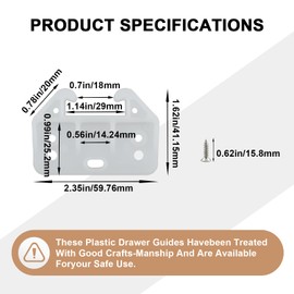 UBANU Drawer Slide Guides Bottom Mount, 12 Pack Plastic Drawer Track Rail Guide Bottom Mounting Brackets for Dresser, Cabinet, Closet etc. (Include Mounting Screws)