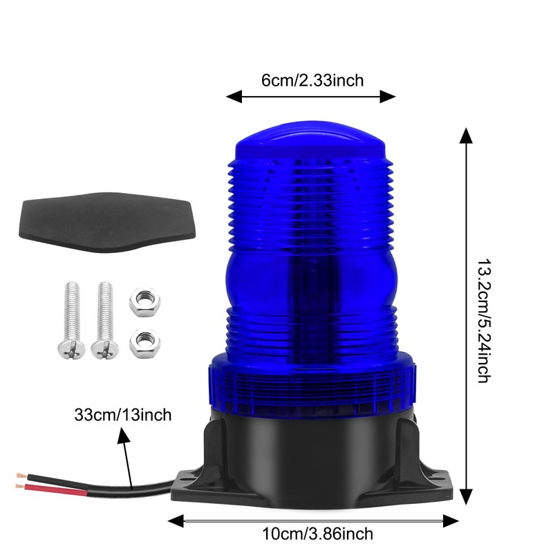 X-STYLE Warning Light, Blue, 12V, 24V, Flashing, 15W, 30LED, Emergency