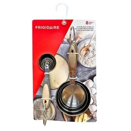 Frigidaire Stainless Steel Measuring Cups and Spoons, Set of 8, Silicone Handle (LIGHT TAUPE)