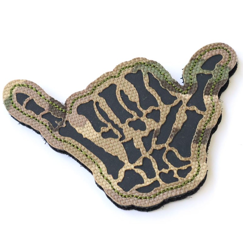 Multicam Camo IRR Morale Patch Skeleton Hand Sign Shaka Military