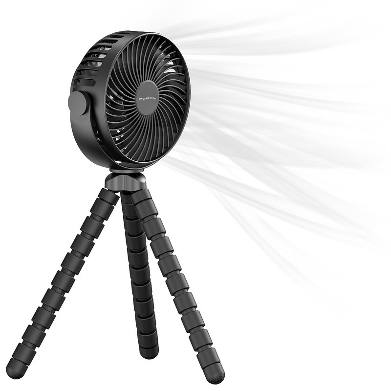 PEARL Kinderwagenventilator: 2er-Set 360°-Akku-Handventilatoren mit Stativ, 3 Geschwindigkeiten (Ventilator mit
