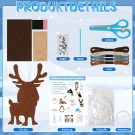 Kaluofan Sewing Kit Children from 6 Years, Polar Felt Animals Sewing Children, DIY Crafts, Animal Shapes, Felt Creative Felt Animals, Sewing Set for Cuddly Toys, DIY Craft Set