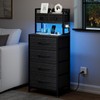 REAHOME 41 Inch Tall Nightstand with Charging Station, LED Night