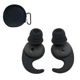 Omiles 水泳用耳栓 紛失防止コード付き 水泳、サーフィン、ダイビング、シュノーケリング用 ブラック