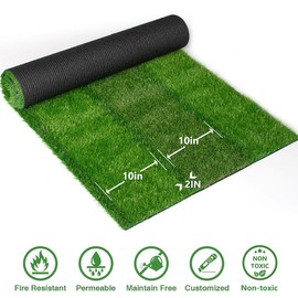 SUWUYUE Artificial Grass Fake Turf, 1x32 FT 0.8" Pile Height Realistic Synthetic Rug Soft Astroturf Mat for Garden, Party, Drainage Holes Striped Faux Grass Carpet (Green)