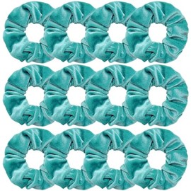 Hemasa 2pcs Velvet Scrunchies White Black Blue Green Purple Red Pink Solid Colors Elastic Hair Bands Women/Girls (Turquoise)