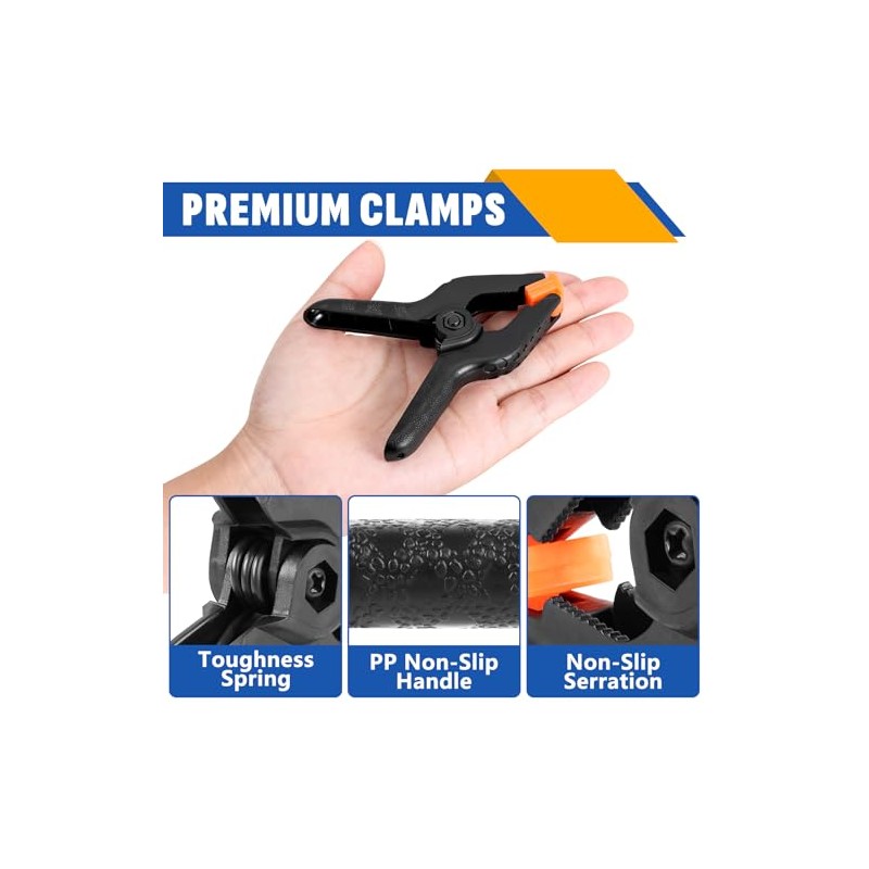 24 Pack 3.5 inch Plastic Spring Clamps, Black Heavy Duty