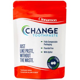 Change Toothpaste Tablets – Cinnamon | 195 Natural Toothpaste Tabs for Kids and Adults | Travel and Eco Friendly | Fluoride, SLS and Gluten Free | 3-Month Supply, White