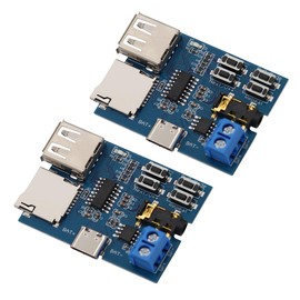 Heevhas 2pcs MP3 Lossless Decoder Decoding Power Amplifier MP3 Player Audio Module MP3 Decoder Board Support TF Card Type C USB 5V Power Supply