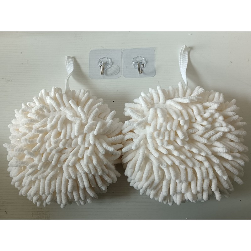 IvyMei 2 Pack Chenille Hand Towels,Kitchen Hand Towels with Loop,Bathroom