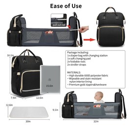 Debug 30L Dual Baby Diaper Bag Backpack - Black