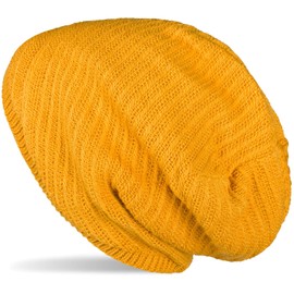 styleBREAKER Unisex Knitted Beanie Hat with Thermal Fleece Lining, Plain Winter Knitted Hat 04024176, curry