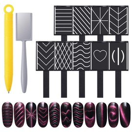 QIMYAR 11 Pieces Nail Magnet Cat Eye Tool Magnet Stick for Nail Art Polish Cat Eye Gel Polish Magnet Wand Nail Art Tool 3D Magnetic DIY Home Salon