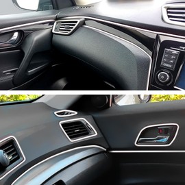 Tiras de embellecedor para interior de coche, universal, 5 m, accesorio de decoración con herramienta de instalación (5 m), color plateado