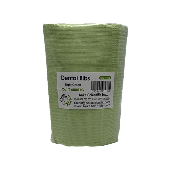 Aaka Dental Bib Light Green 125 Pcs,13x18 Disposable 3 Ply