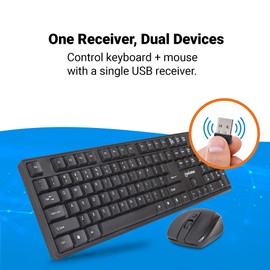 Manhattan Wireless Keyboard and Mouse Combo - Full-Size USB Wireless Keyboard Mouse Set with 2.4GHz Dongle for PC Computer Laptop - Compatible with Windows and Mac – 3 Year Warranty - Black 178990