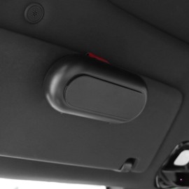 QWORK® Glasses Holder for Car Sun Visor - Universal Hard Shell Glasses Frame with Card Slots - Soft Suede Padding Inside