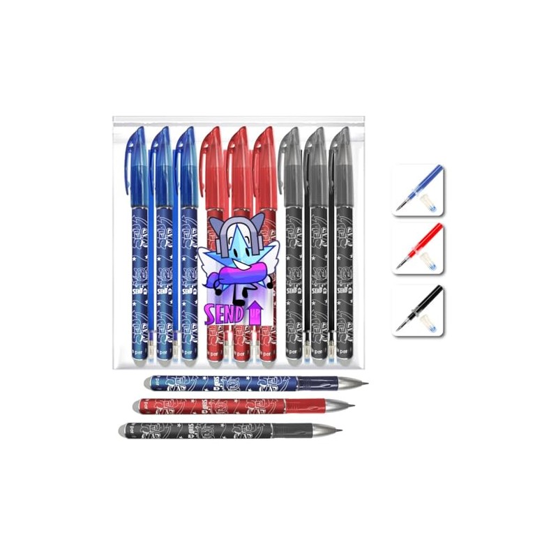 SEND UP Erasable Gel Pen - 3 Red, 3 Black,