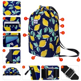 HAWEE Waterproof Drawstring Backpack with Inner Pocket Large Gym Bag Drawstring Daypack Drawstring Bag Sports Bag Unisex for Women Men Travel Everyday Outdoor Yoga School Beach Swimming, Pear., Sports