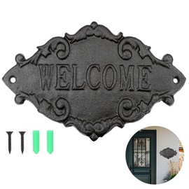 Brosay Vintage Cast Iron Welcome Signs for Outside Wall Mounted Welcome Wall Decoration for House Sign Plaque Bar Cafe Shop Front Door 1 Pcs (26 * 17 * 0.8CM)