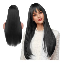Peluca Con Flequillo Natural De Cabello Largo Y Liso