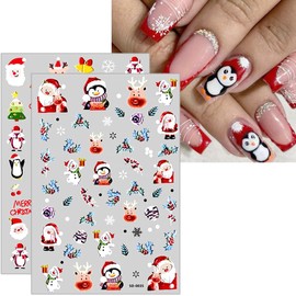 8 Sheets 3D Embossed Christmas Nail Stickers for Nail Art Self-Adhesive Santa Claus Nail Art Decoration Reindeer Snowflake Gift Xmas Trees Nail Decals Winter Acrylic Nail Art Supplies for Women
