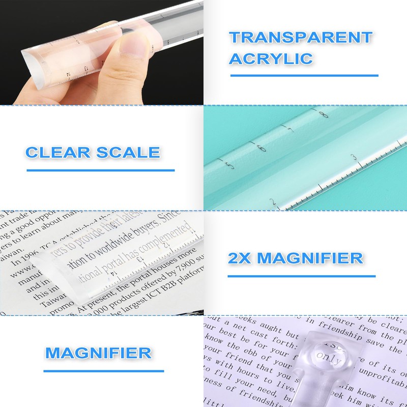 Cosmos Magnifying Ruler Mini Magnifying Bar Magnifier Ruler for Reading