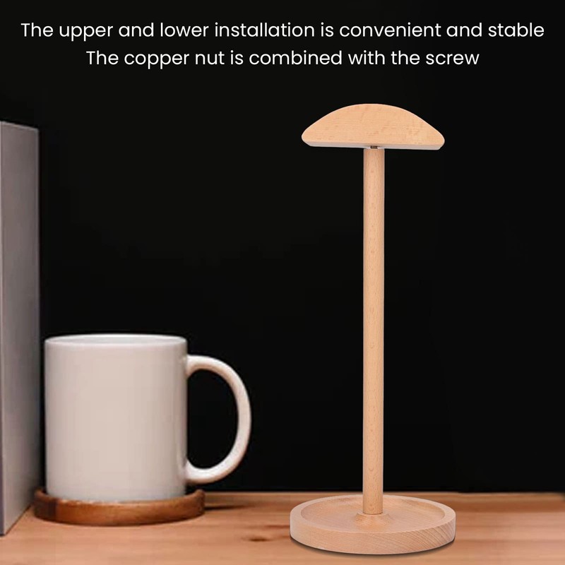 ANKROYU Wood Headphone Stand Solid Beech Wood Headphone Holder Ergonomic