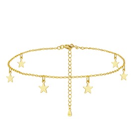 Hasnsofie Silver Anklets for Women, 925 Sterling Silver Anklet Bracelet, Adjustable Anklet, Summer Barefoot Beach Silver Anklet on Ankle, Silver Foot Jewellery for Girls