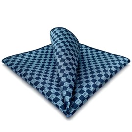 Shlax&Wing Fashion Blue Pocket Square For Men Classic Checks Hanky Accessory