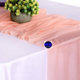 MDS Pack of 20 Wedding 12 x 108 inches Chiffon Table Runner for Wedding, Decorations for Birthday Parties, Banquets, Graduations, Engagements, Runners fit Rectangle, Round Table - Peach