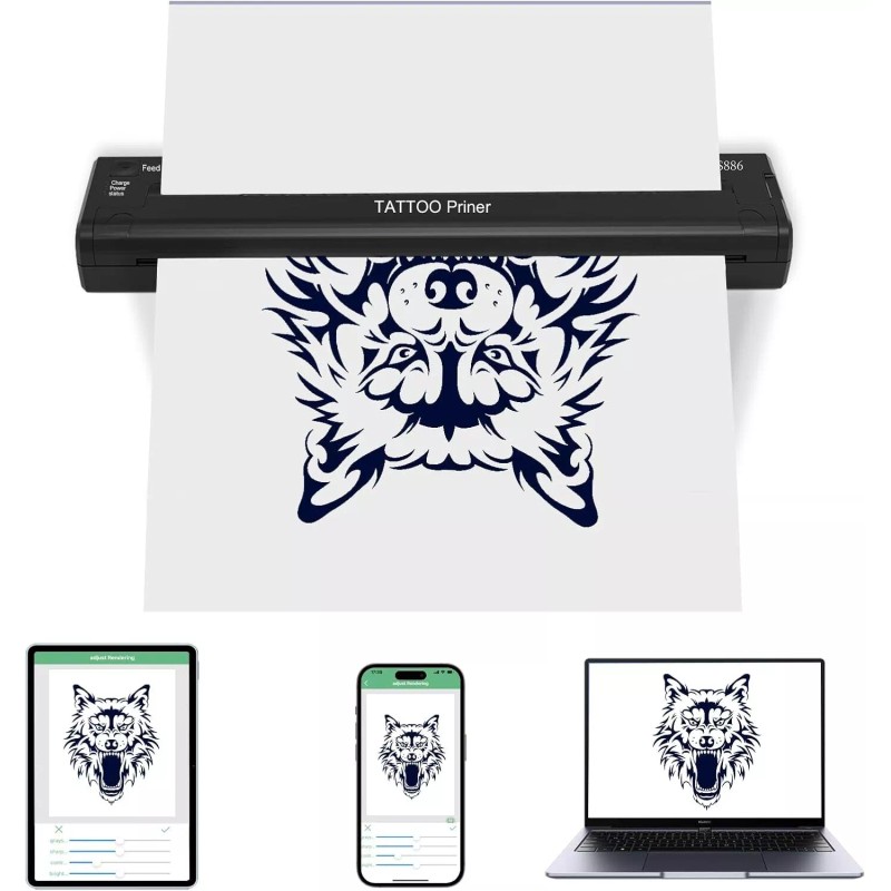 MastLabs ATS886 Mast Wireless Tattoo Stencil Printer, Bluetooth Thermal Transfer