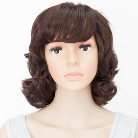 BUYOGET Short Curly Wigs Reddish Brown Retro Layered Hair Wigs for Lady Women Men Cosplay Costume Wig