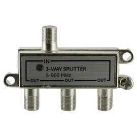 GE 3-Way Coaxial Cable Splitter, 5-900 MHZ Range, RG59 RG6 Coax Compatible, Audio, Video, Works with HD TV, Cable, Amplifiers, Amplified Antennas, Nickel, Corrosion Resistant, 35048