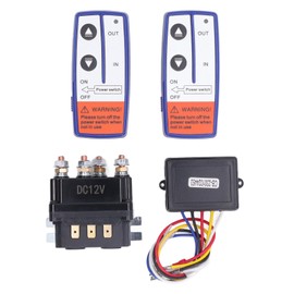 12V 250A Winch Solenoid Relay Contactor + 2pcs Wireless Winch Remote Control Kit, 3000 Lbs -5000 Lbs Heavy Duty Contactor Switch for ATV UTV SUV Boats 4x4 Vehicles Trailers Trucks