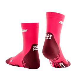 CEP - Ultralight Compression Short Socks für Damen | Kurze Sportsocken mit Kompression in pink/dunkelrot | Größe II | S