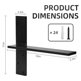Cskunxia 4Pcs Free Hanging Shelf Bracket, Floating Shelf Brackets, Heavy Duty T Shelf Bracket, Floating Countertop Brackets, Shelf Brackets 16 inch