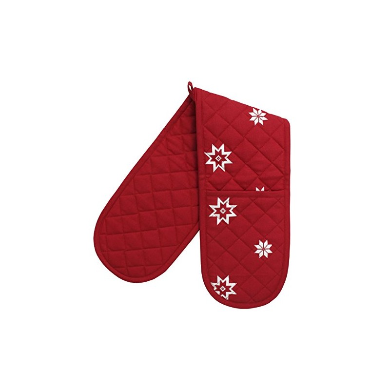 Ragged Rose Double Oven Gloves, Cotton, red, 85 x 17