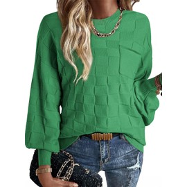 SHEWIN Oversized Sweaters for Women Casual Long Sleeve Pullover Tops Loose Soft Lightweight Knit Sweater Fall Outfits 2024 Green XX-Large
