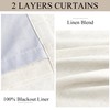 100% Black Out Pinch Pleat Linen Curtains 84 Inch Length