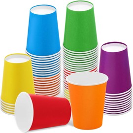 URATOT 60 Pieces 9 Ounce Disposable Paper Cups Rainbow Party Cups Drinking Cups for Party, DIY and Holiday, 6 Colors