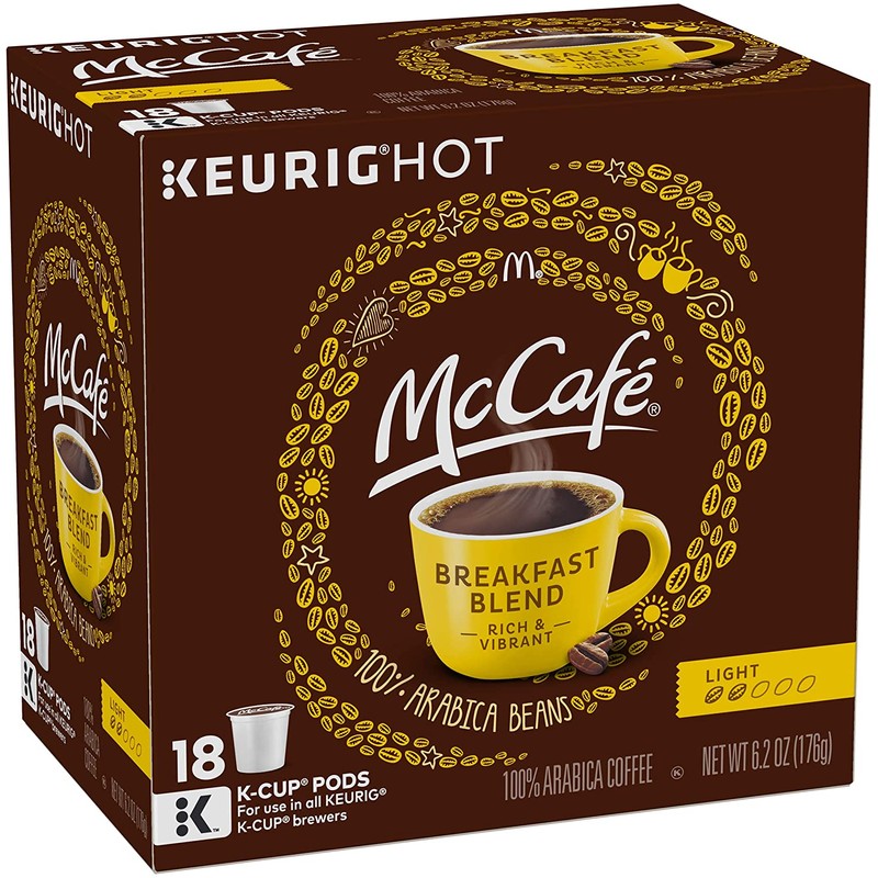 McCafe Breakfast Blend Keurig K Cup Coffee Pods (18 Count)