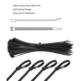 HAN-LBG Cable Ties Black 250mm X 4.8mm 100 Pack, Self Locking Zip Ties Heavy Duty with 40lb Tensile Strength Nylon Plastic Wire Ties Wrap Long for Home Office Garden DIY