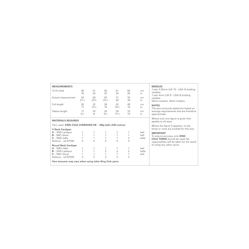 King Cole Children's Easy Knitting Pattern, Double Knit Cardigans (6177),