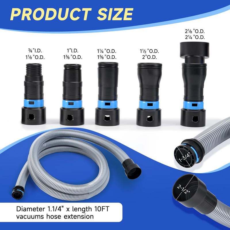 10FT Shop Vac Hose Dust Collection Hose Kit for Home