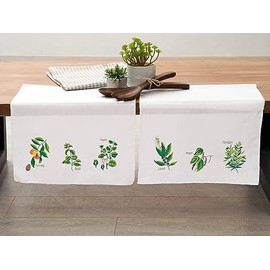 Leisure Arts Tea Towel 17"x28" Herb 2pc, Towel Set, Embroidery kit, Bathroom Hand Towels, Kitchen Towel, Cross Stitch Kits, Stamped Cross Stitch Kits